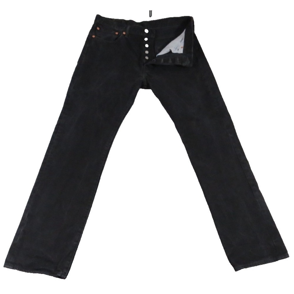 Levis 501 Jeans Original Button Fly Black Denim Mens 34x32 Cotton Straight Pants